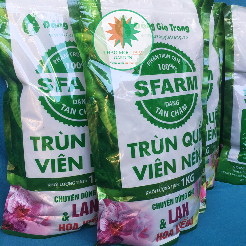 PHÂN TRÙN QUẾ VIÊN NÉN SFARM - Dùng cho hoa lan, hoa hồng, kiểng lá, cây bonsai, cây trồng chậu,…