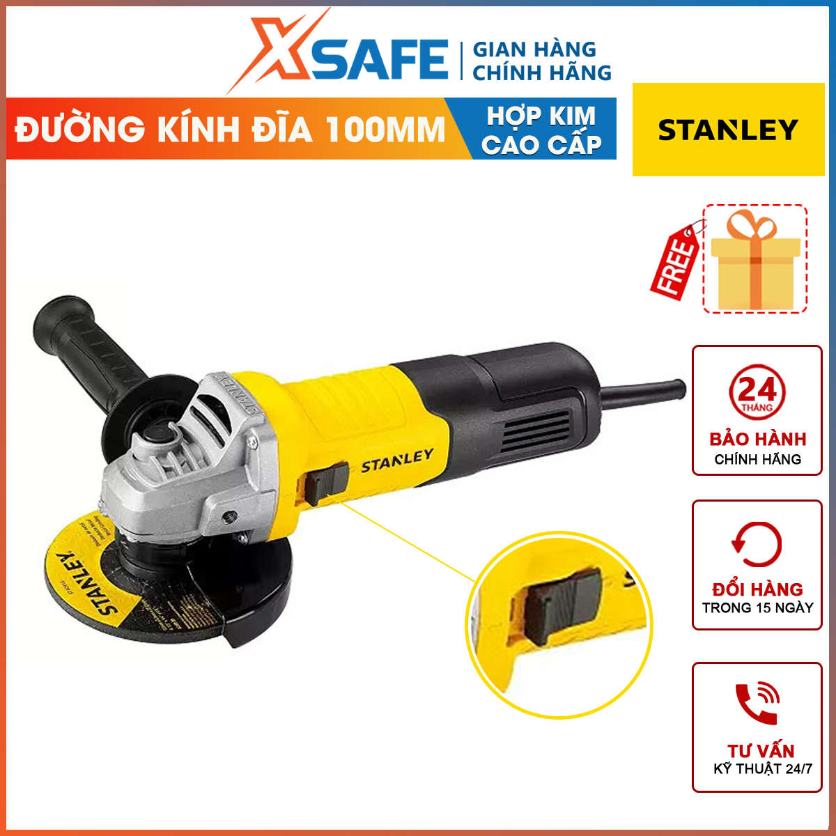 Máy mài cầm tay STANLEY 750-900W/100MM/M10 cực mạnh (Mỹ) tốc độ 12000 vòng/phút máy mài góc chất liệu hợp kim cứng STGS9100-B1  STGS7100-B1