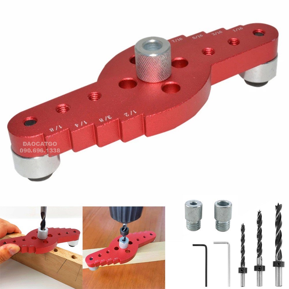 Cữ khoan chốt gỗ bộ dụng cụ khoan lỗ thẳng kèm mũi khoan chốt gỗ tròn 6 8 10mm