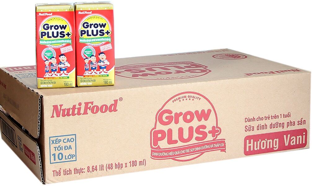 Lốc 4 Hộp Sữa Bột Pha Sẵn GrowPLUS+ Đỏ 180ml (cho bé tứ 1 tuổi giúp bé phát triển chiều cao cân nặng)-SHOP THU QUÂN