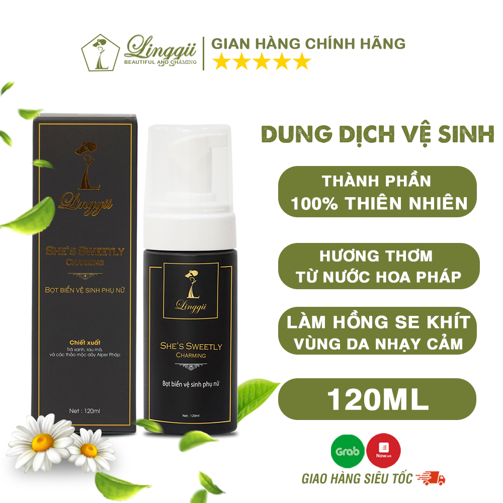 Dung dịch vệ sinh phụ nữ linggii làm hồng và se khít hương thơm dịu nhẹ quyến rũ 120ml