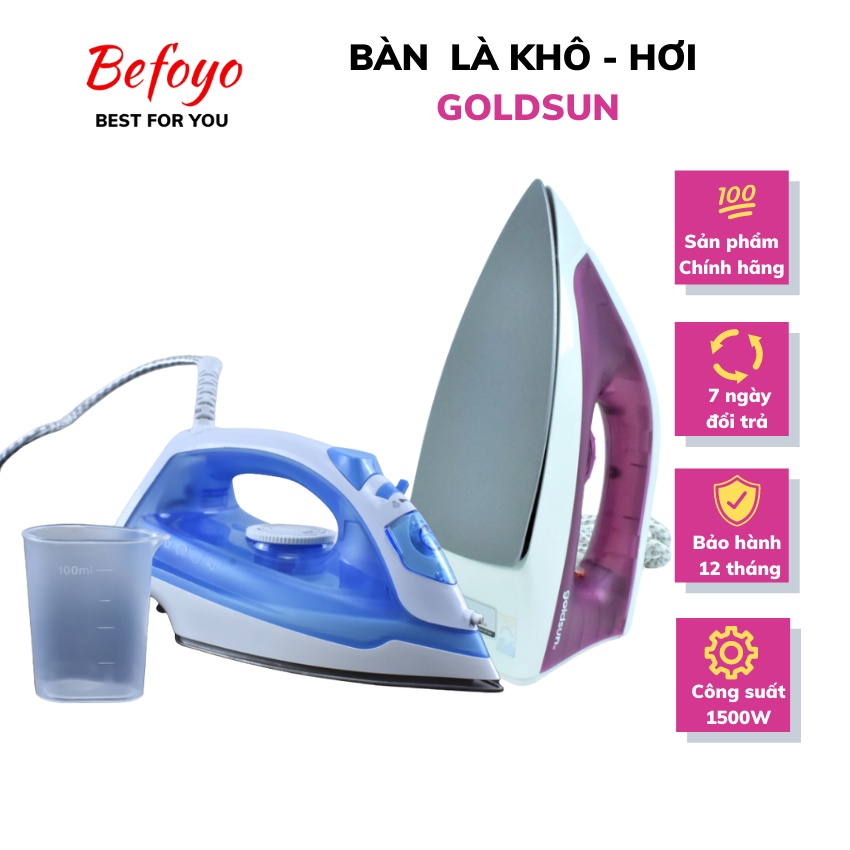 Bàn là hơi nước goldsun gir2303 - bàn là khô goldsun gir2202 - bàn ủi hơi nước goldsun chính hãng bảo hành 12 tháng
