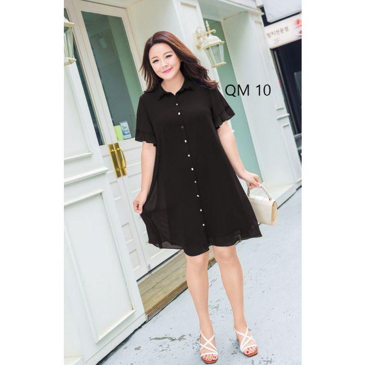 Đầm bigsize, đầm béo, đầm suông dáng sơ mi MQ 10