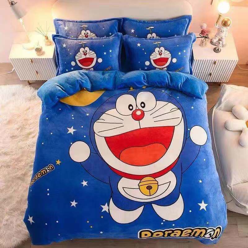 Bộ chăn ga gối  nỉ nhung  mịn cao cấp hình chú  gấu , thỏ gấu bedding