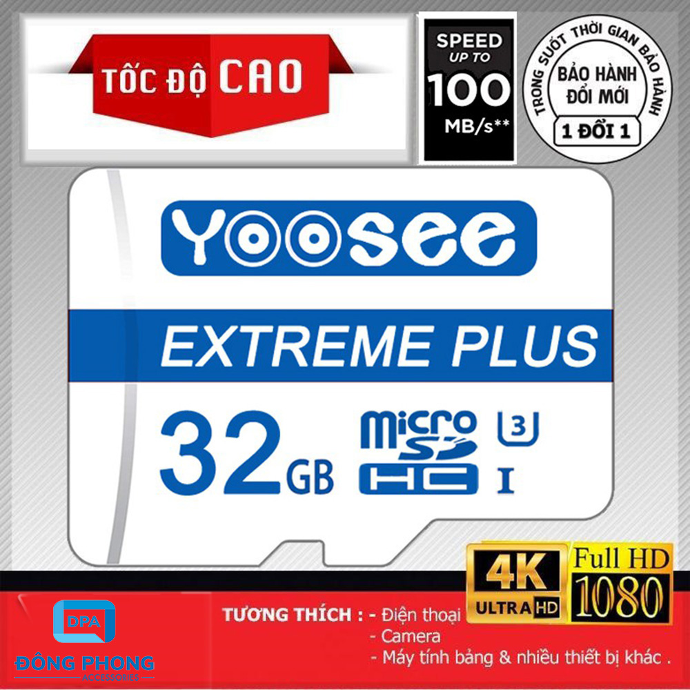 Thẻ Nhớ Micro SDXC 32GB YOOSEE Extreme Plus 32GB UHS-I U3 4K R90MB/S W40MB/S Chính Hãng