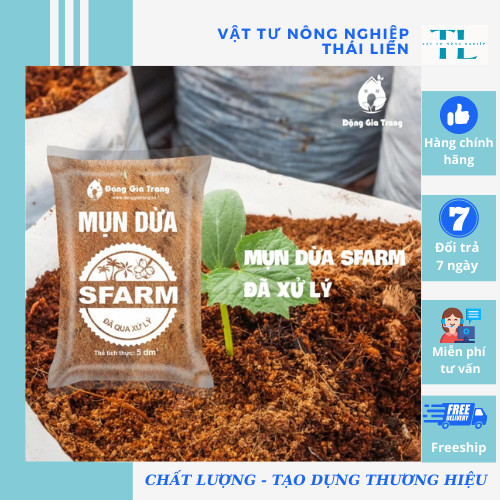 Mụn dừa tơi đã xử lý sfarm 5dm3 - giá thể - xơ dừa, mụn dừa