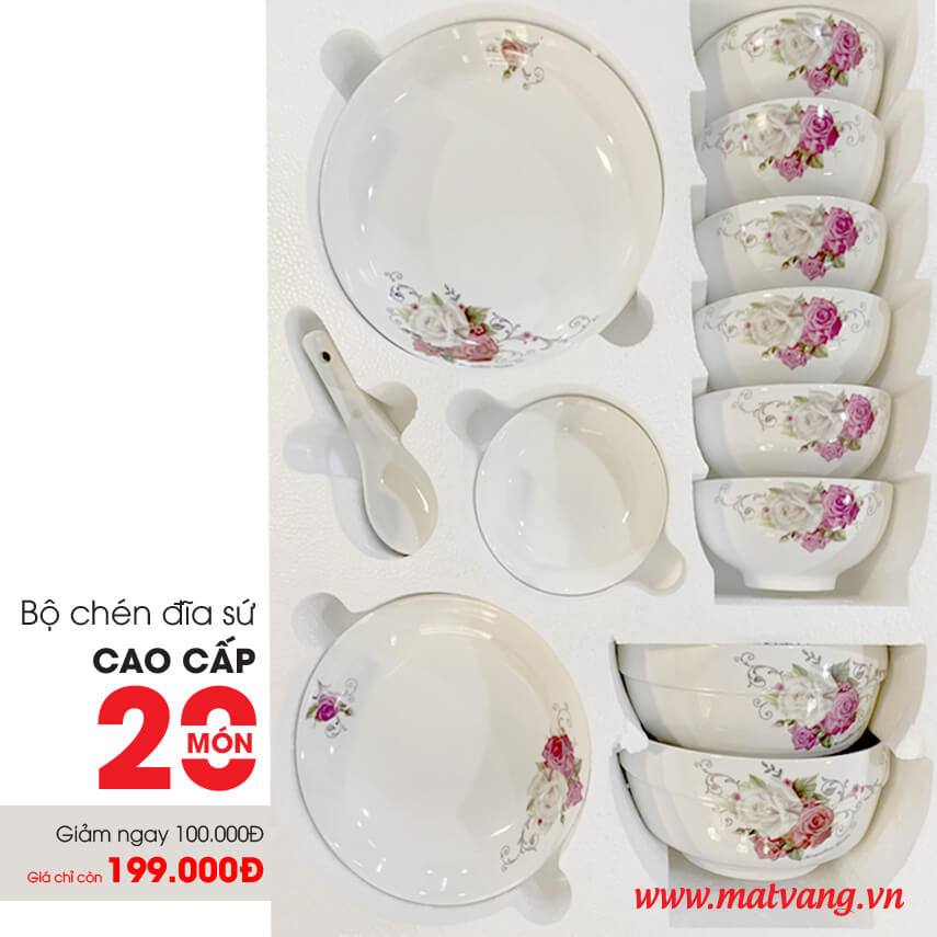 [HCM]Bộ chén dĩa cao cấp 20 món