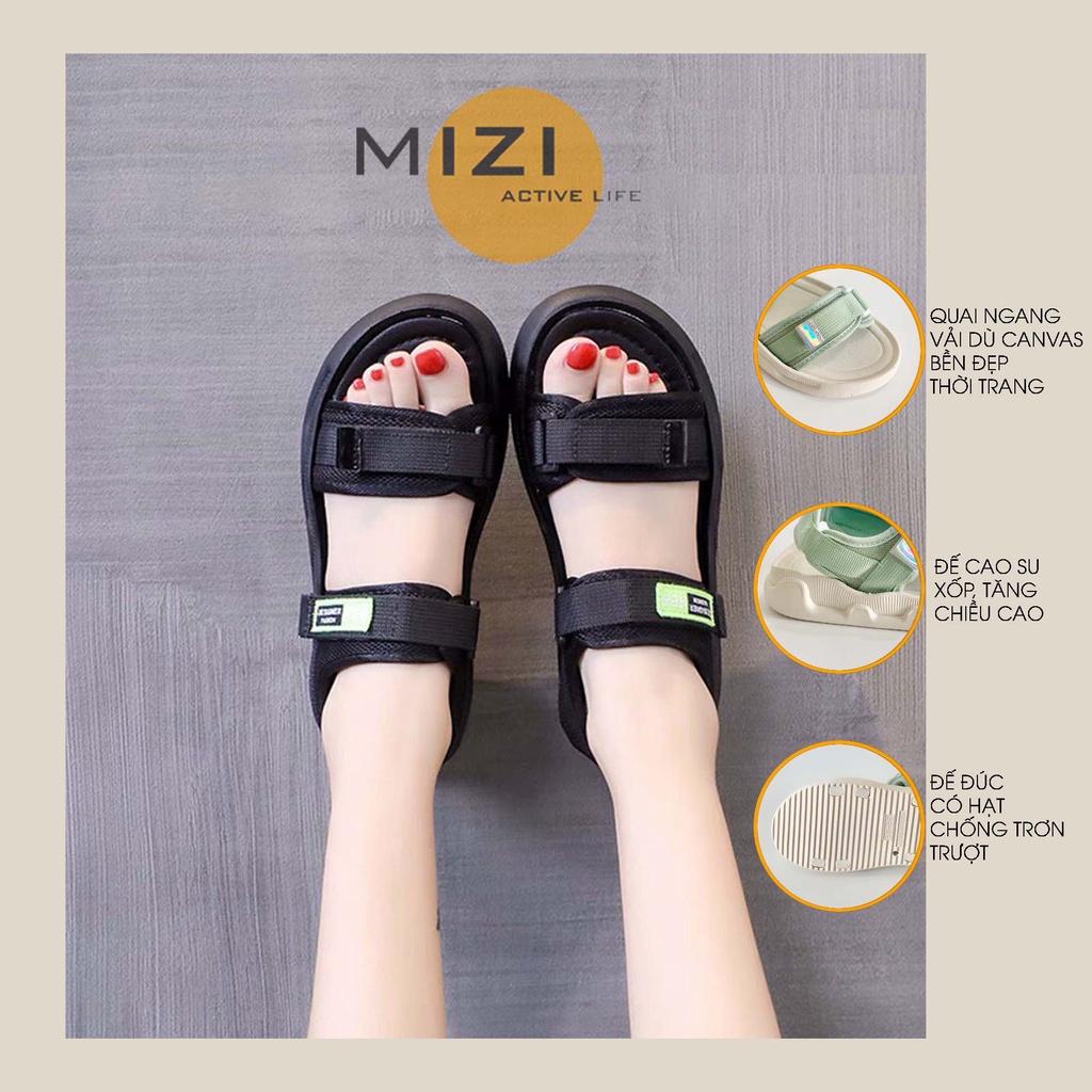Sandal nữ đi học, dép quai hậu nữ đế cao 3 phân Hàn Quốc giá rẻ Mizi SD100