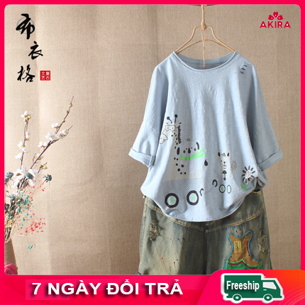 Áo thun nữ form rộng phong cách cá tính - Áo thun kiểu cao cấp nữ, áo Kiểu nữ Thời trang phong cách Nhật Akira Store