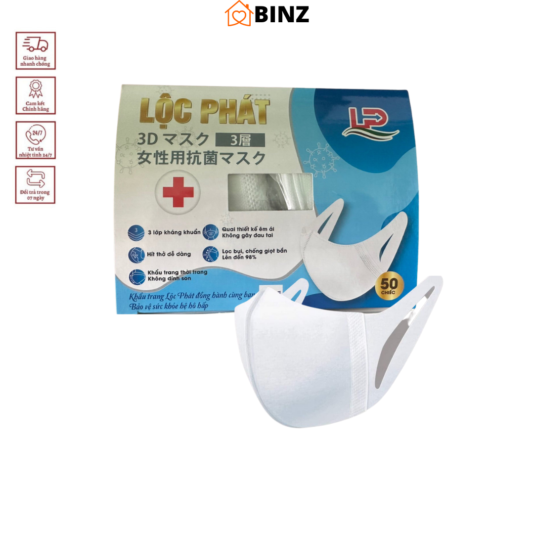 Khẩu trang 3d mask lộc phát công nghệ dập nhật bản - binz