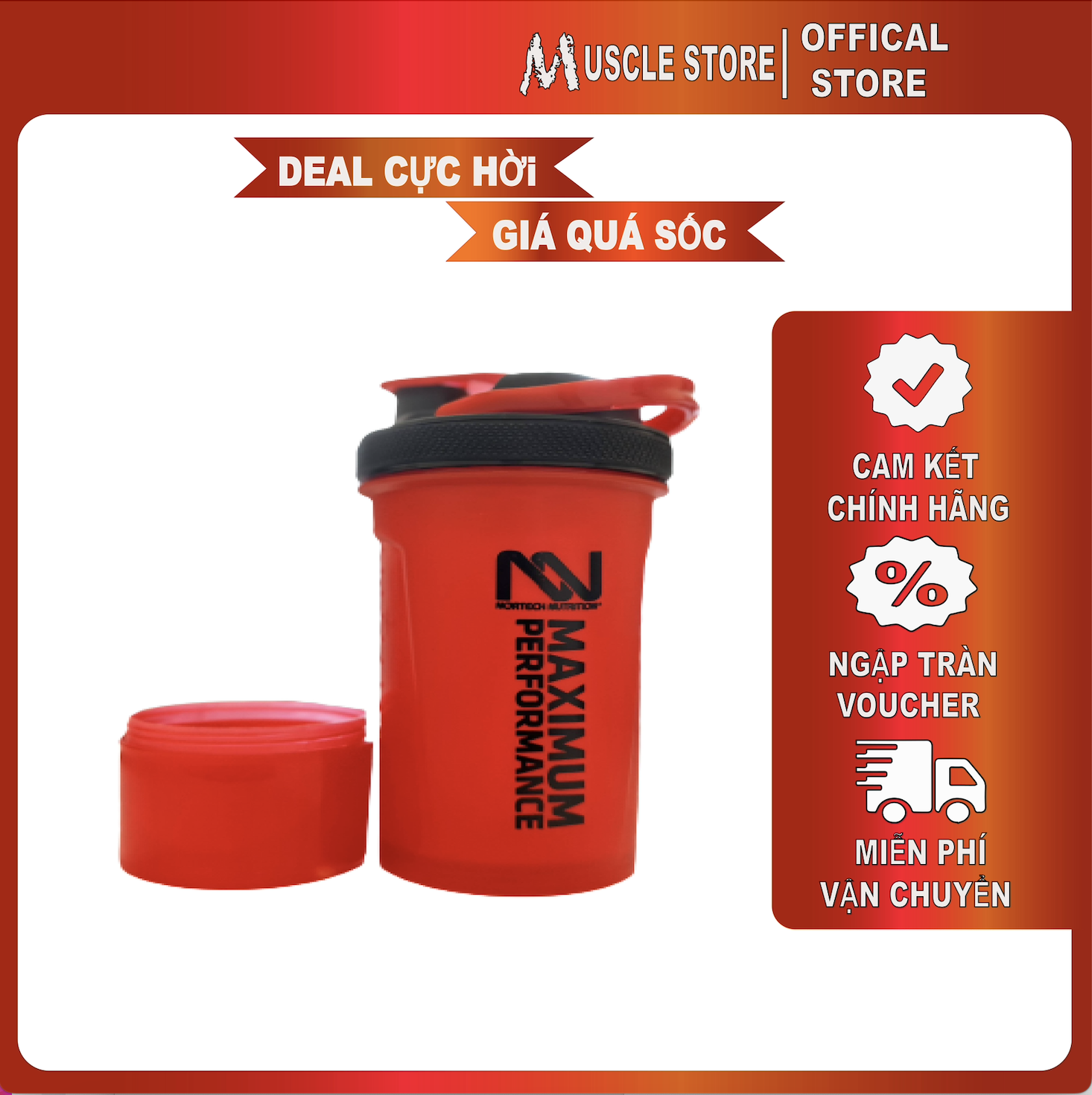 Bình lắc nortech thể thao 800ml, 2 ngăn, không chứa bpa