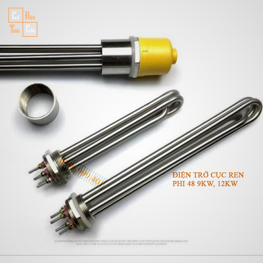 Điện trở nhiệt Thanh nhiệt đun nước Điện trở đun nước cục ren inox 304 phi 48 ( Ø48 ) chiều dài 30cm công suất 9KW, 12KW, 15KW