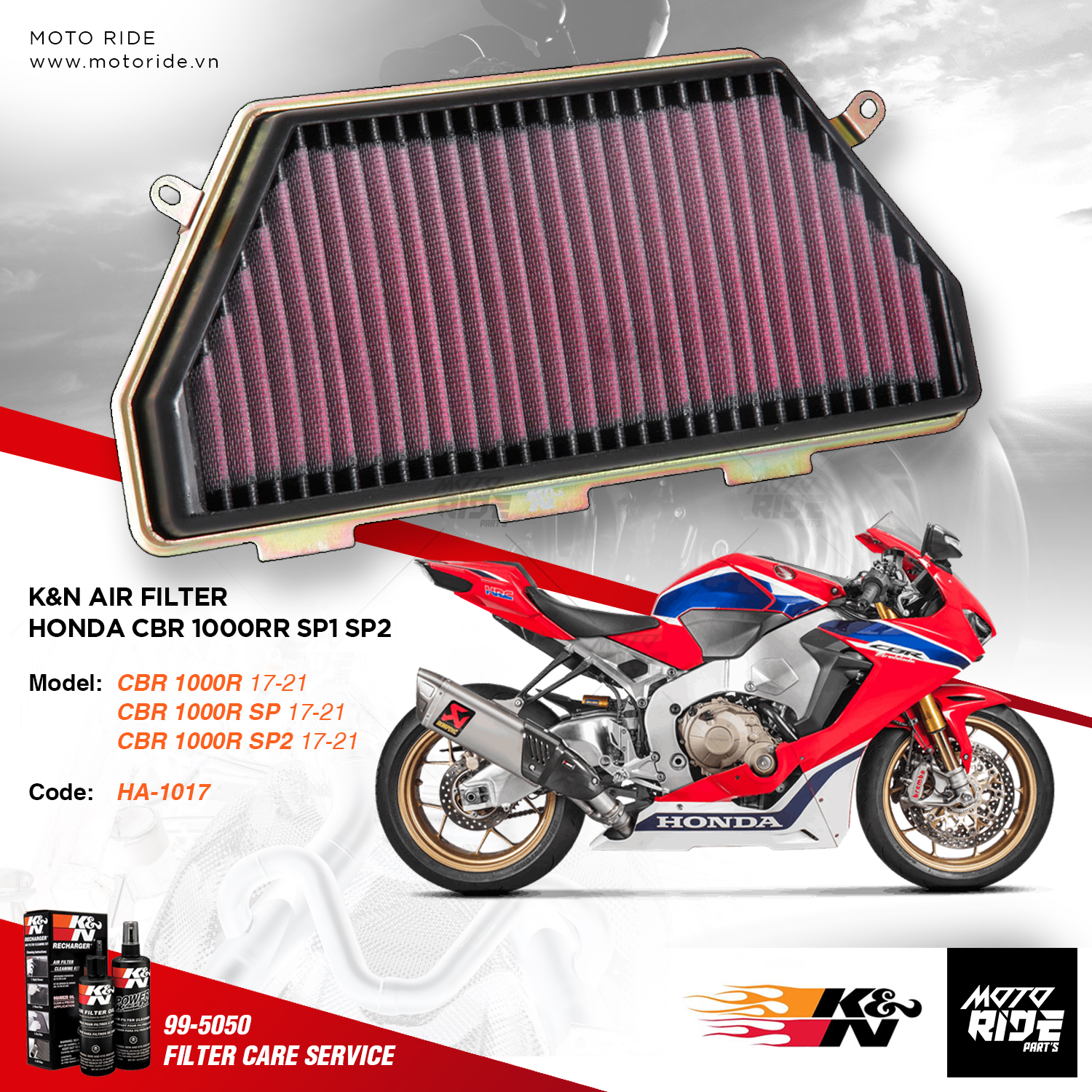 K&n ha-1017 lọc gió độ cho honda cbr 1000 rr / sp / sp2