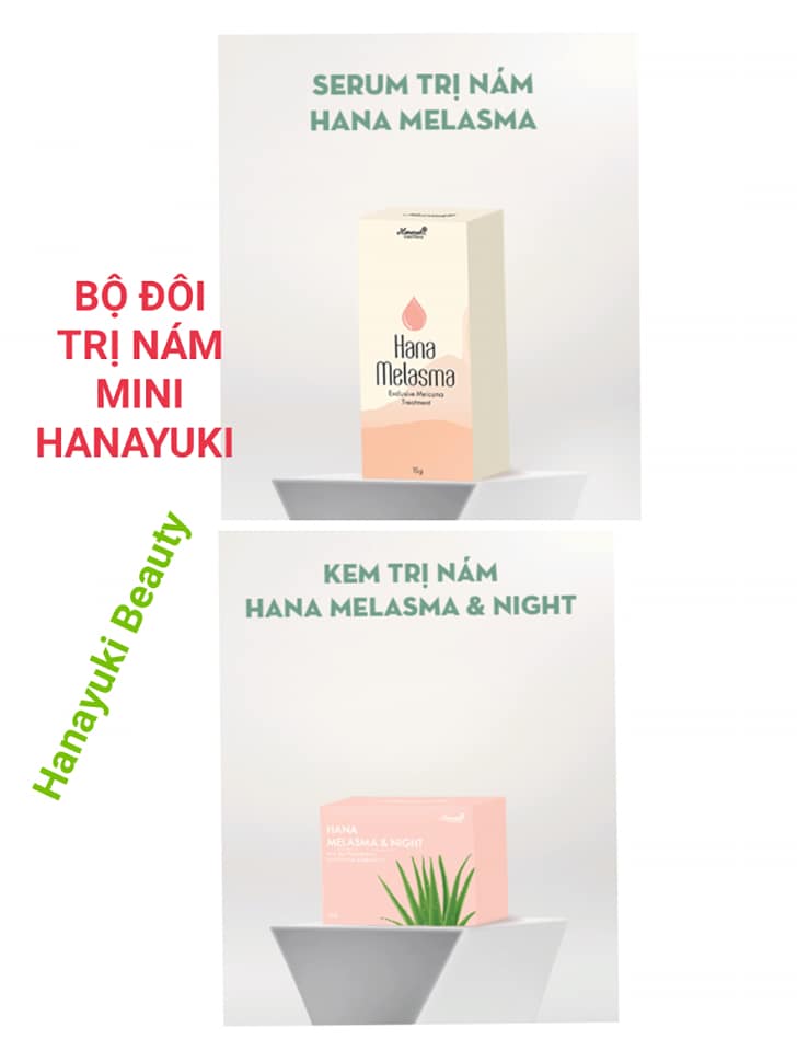 [TẶNG QUÀ + GIẢM VOUCHER 8%] (Chính hãng Hanayuki-Date 2026) Bộ 2 nám mini Hanayuki ( SERUM NÁM MINI HANAYUKI 15g- HANA MELASMA MINIKEM NÁM BAN ĐÊM HANAYUKI MINI 15g- HANA MELASMA & NIGHT MINI )