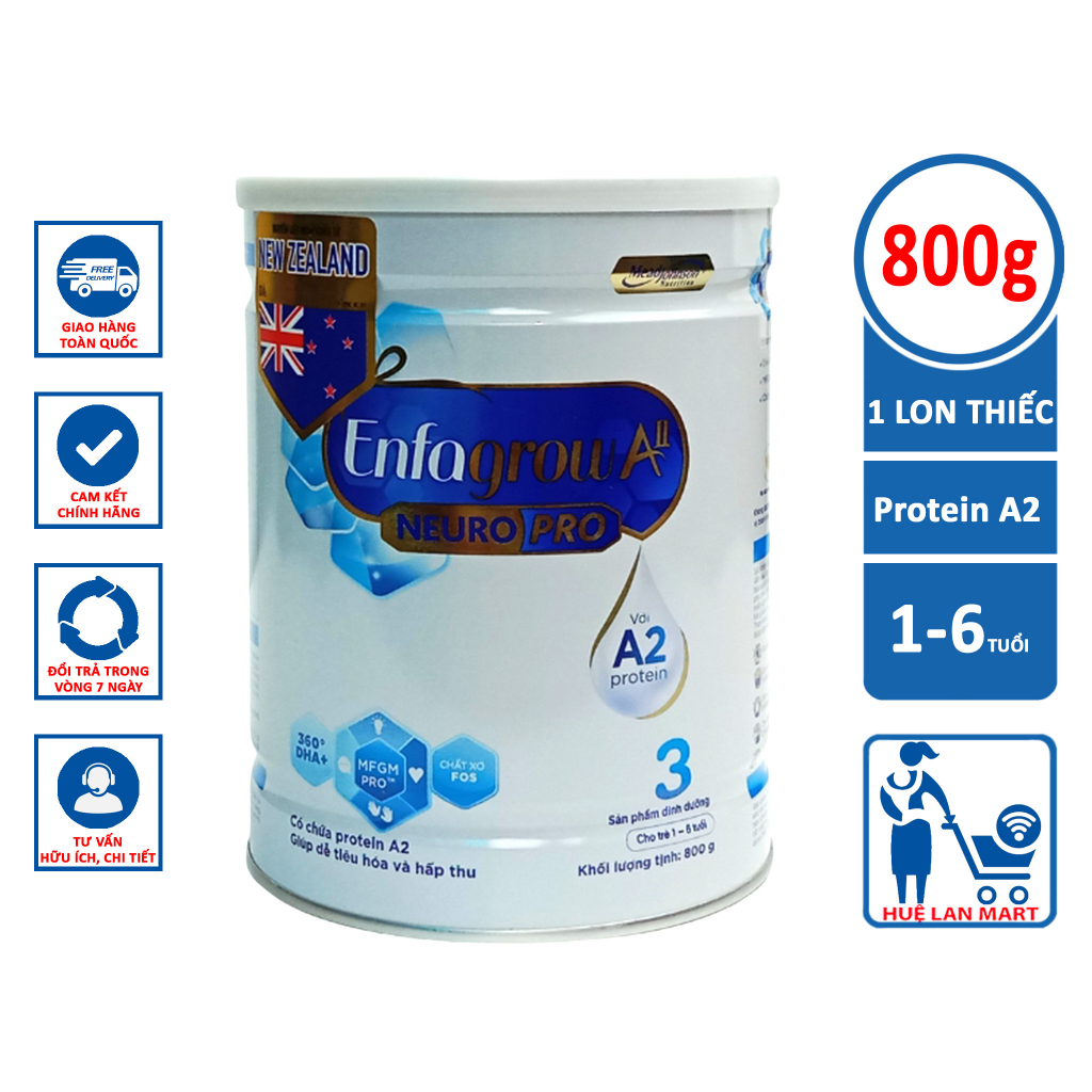 Sữa bột Mead johnson enfagrow A2 Neuro pro với A2 protein số 3 hộp 800g dành cho bé từ 1-6 tuổi - Huệ Lan Mart
