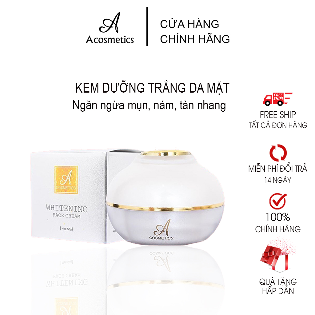 Kem Face Pháp Acosmetics, Dưỡng Trắng Da Ngừa Mụn Giảm Thâm Nám Tàn Nhang Dưỡng Ẩm Chăm sóc Da mặt Chống Nắng, Chống Lão Hoá, Whitening Face Cream 50 Gram.