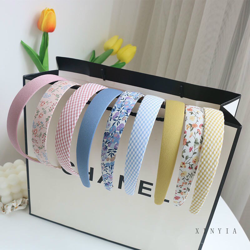 Bờm Cài tóc băng đô bờm tóc nữ họa tiết kẻ caro