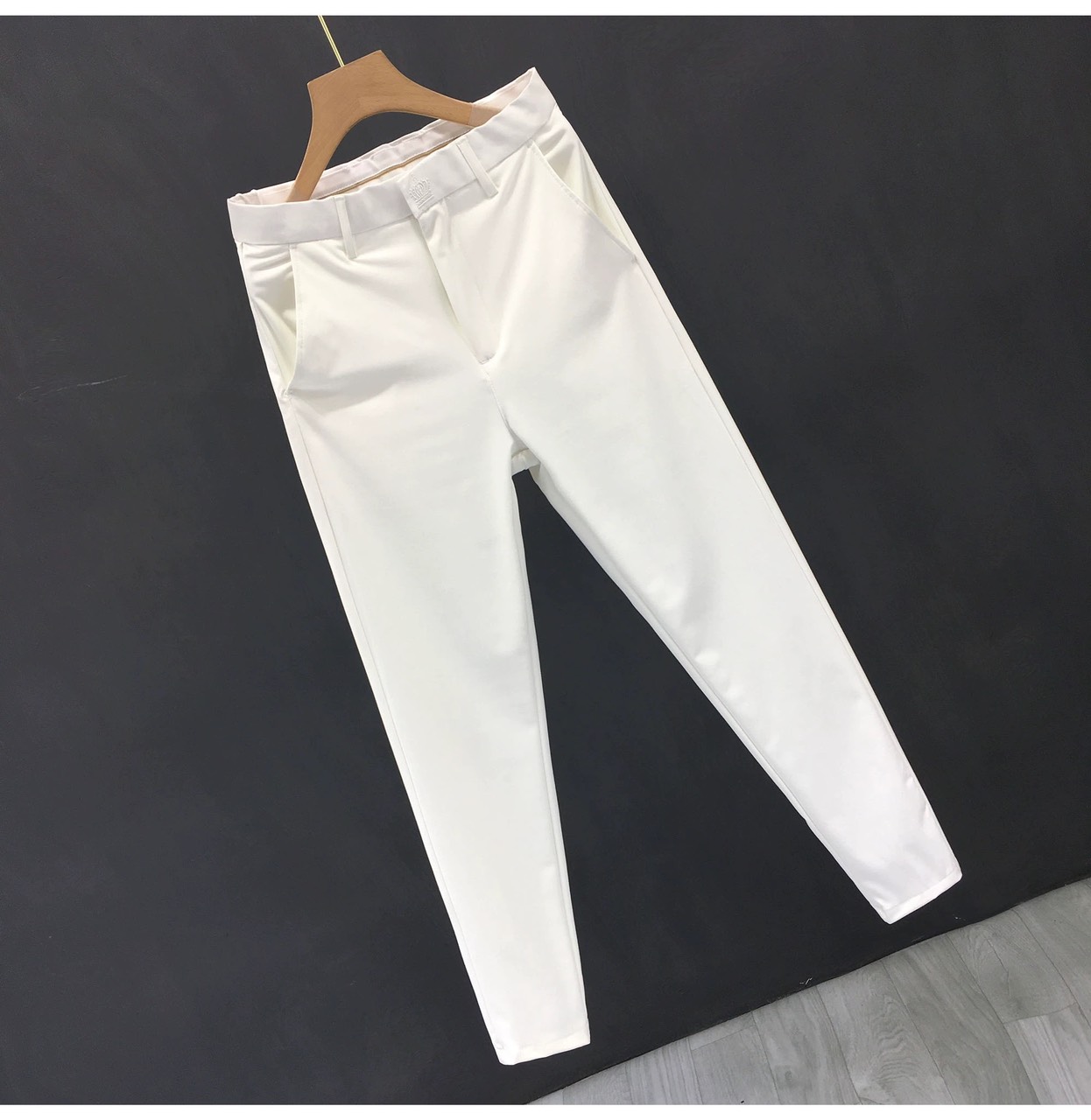  Quần Suit Nam Quần Tây Cao Cấp Ống Côn Body Co Giãn 4 Chiều Dáng Hàn Thêu Logo Sang Trọng 