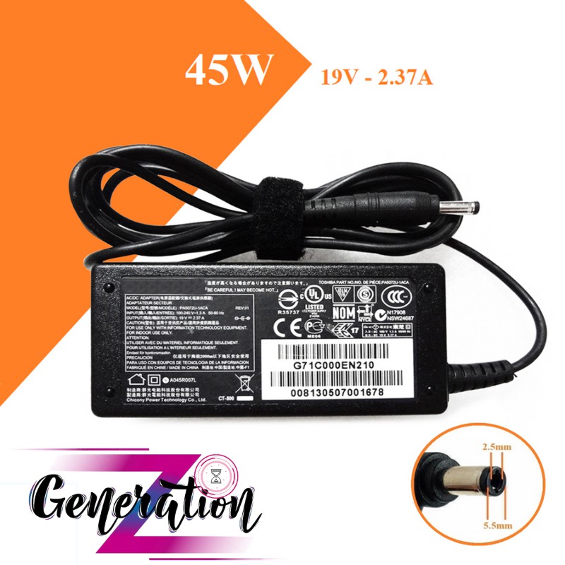 Bộ sạc laptop toshiba 19v - 2.37a - adapter toshiba 19v - 2.37a