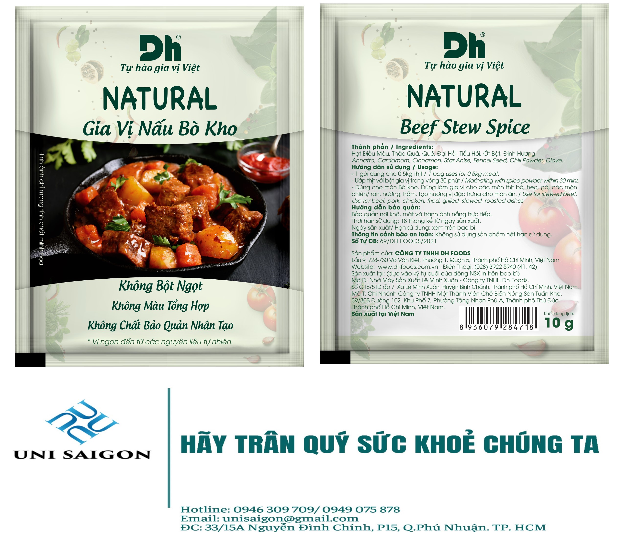 NATURAL Gia Vị Nấu Bò Kho (10G/Túi) - Thương hiệu DH Foods