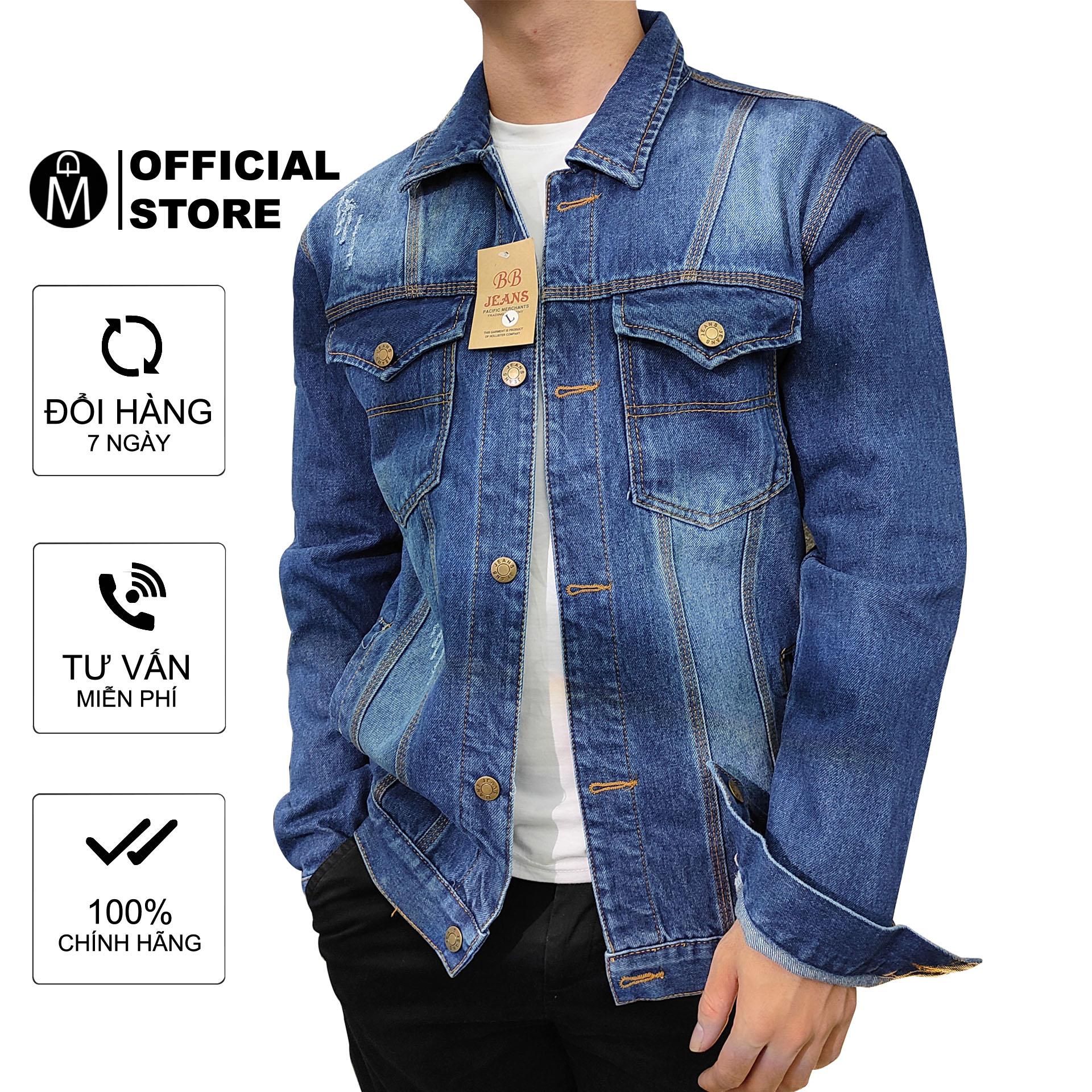 [HCM]Áo khoác jeans nam Muidoi A85 có videos tự quay