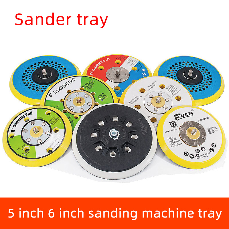 Khí nén khô máy xay Khay 5 inch 6 lỗ Mài Mài phụ kiện đầu tự động Putty đổ xô giấy nhám Máy đĩa dính