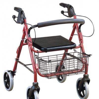 Khung tập đi xe đẩy 4 bánh có phanh tay giỏ đựng ghế ngồi hai chiều cho bệnh nhân tập phục hồi chức năng