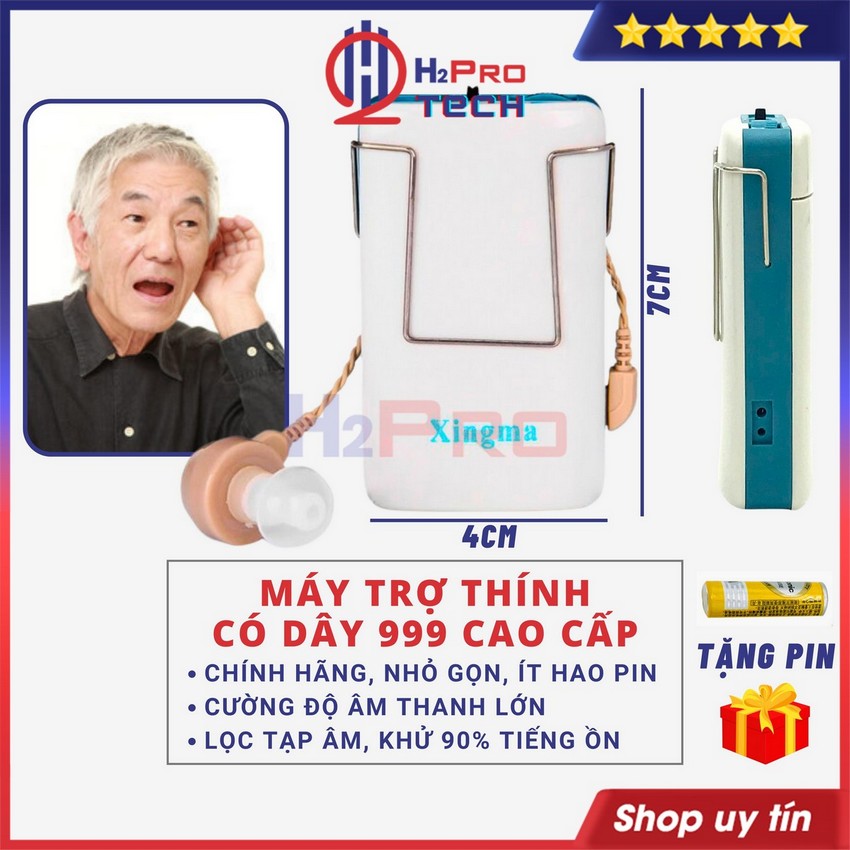 Máy trợ thính có dây cho người già 999 tiếng rõ, chống ồn tốt cho người khiếm thính, tặng pin aa tiện dụng - h2pro tech