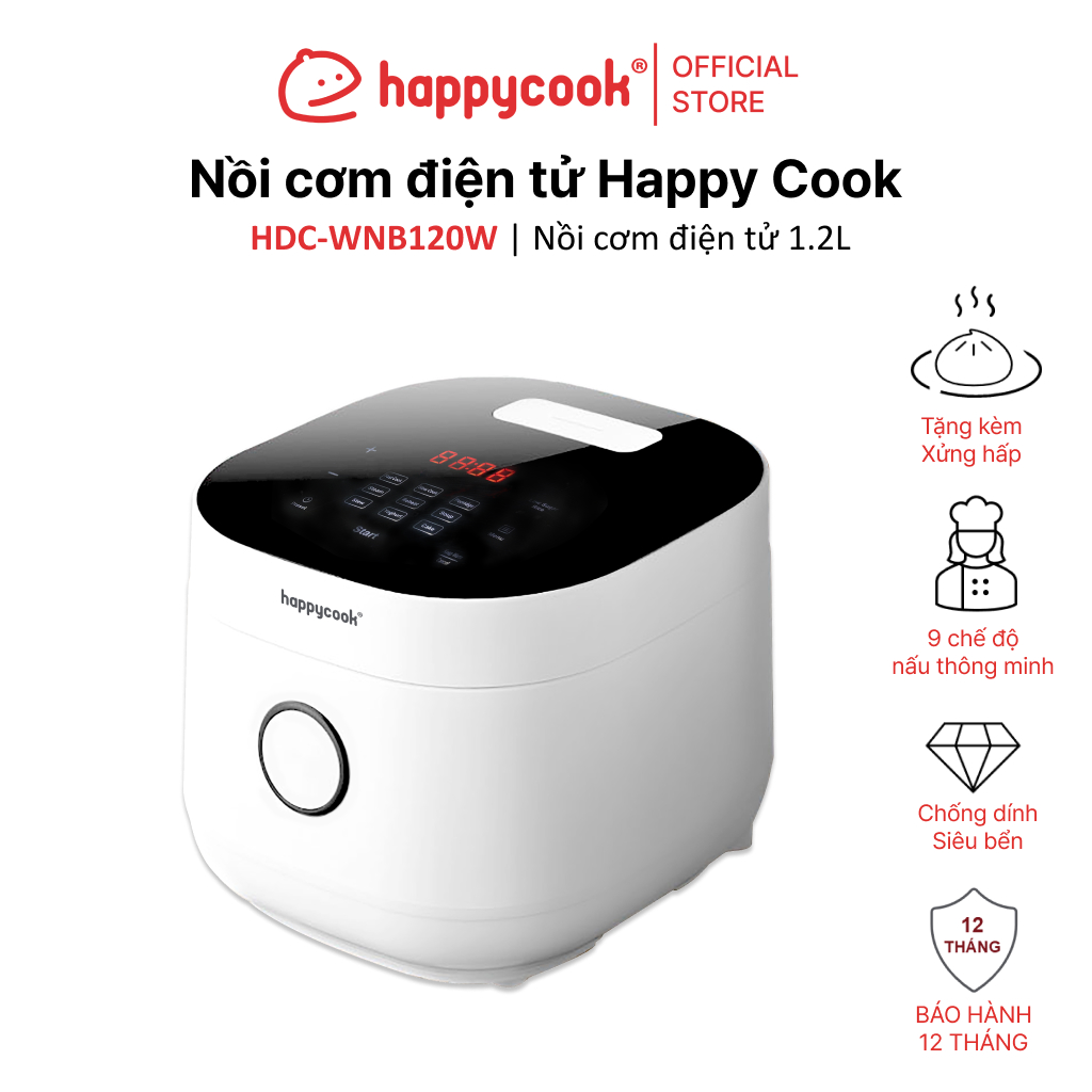 Nồi cơm điện tử happy cook 1.2l