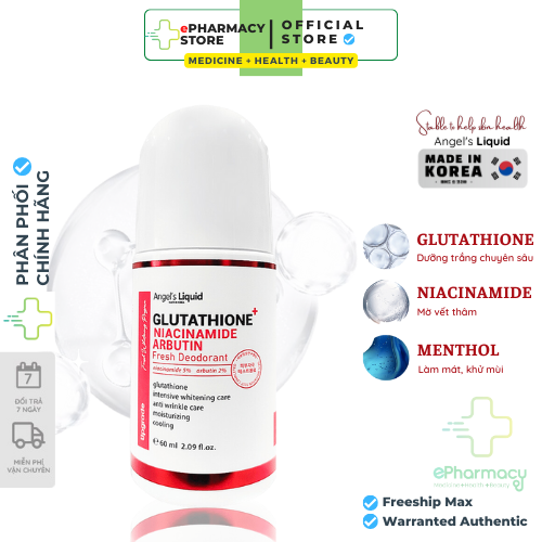 New Lăn Nách Angel Liquid Glutathione + Niacinamide Arbutin Fresh Deodorant mờ thâm, dưỡng trắng 60ml