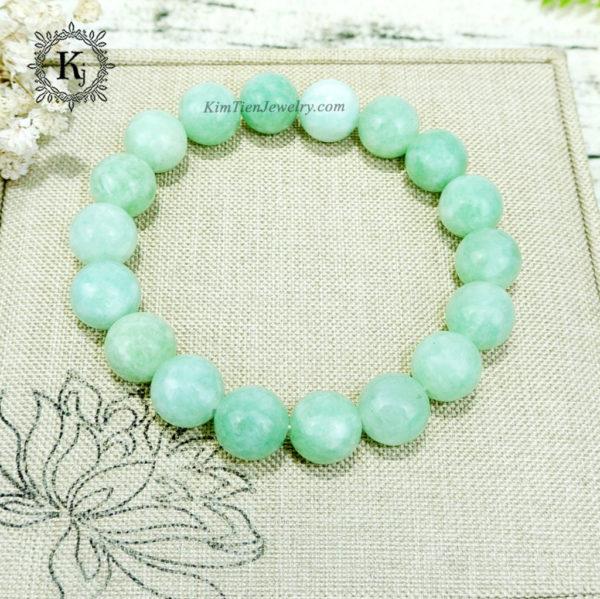 Vòng Tay Phong Thủy Đá Ấn Độ Xanh Đậu - Hợp Mệnh Mộc , Hỏa - Tặng Kèm Dây, Đá Dự Phòng - Hộp Nhung Đỏ