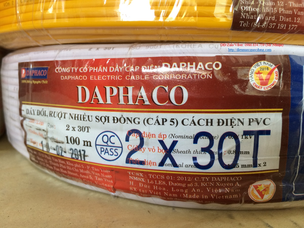 Dây điện đôi - daphaco - vcmd 2x30 - cuộn 100m
