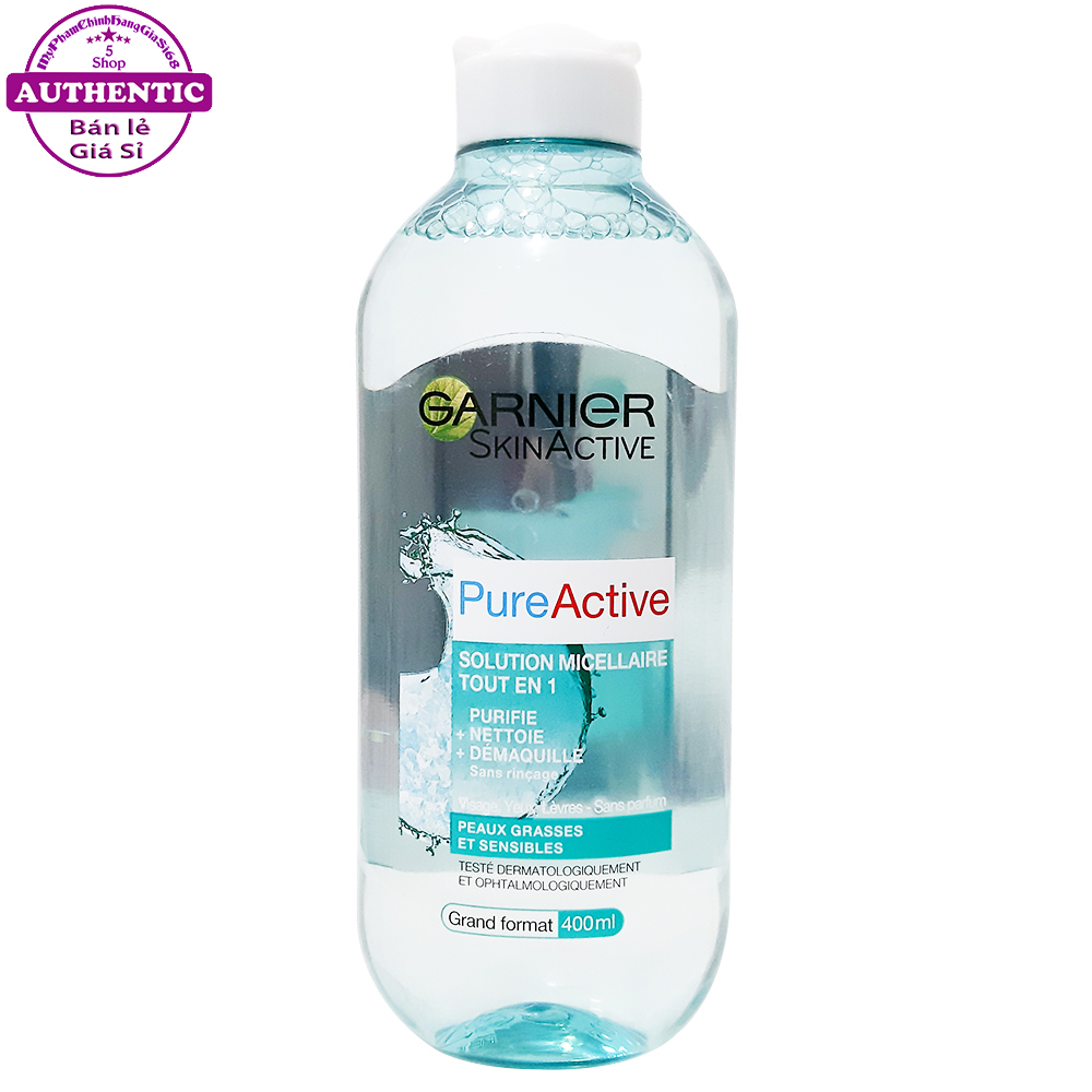 Nước tẩy trang garnier skin active pure active cho da dầu mụn 400ml