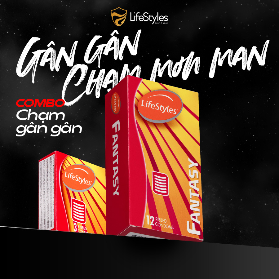 Combo Bao cao su Lifestyles Fantasy 12 bao + 1 hộp bao cao su Lifestyles Fantasy 3 bao
