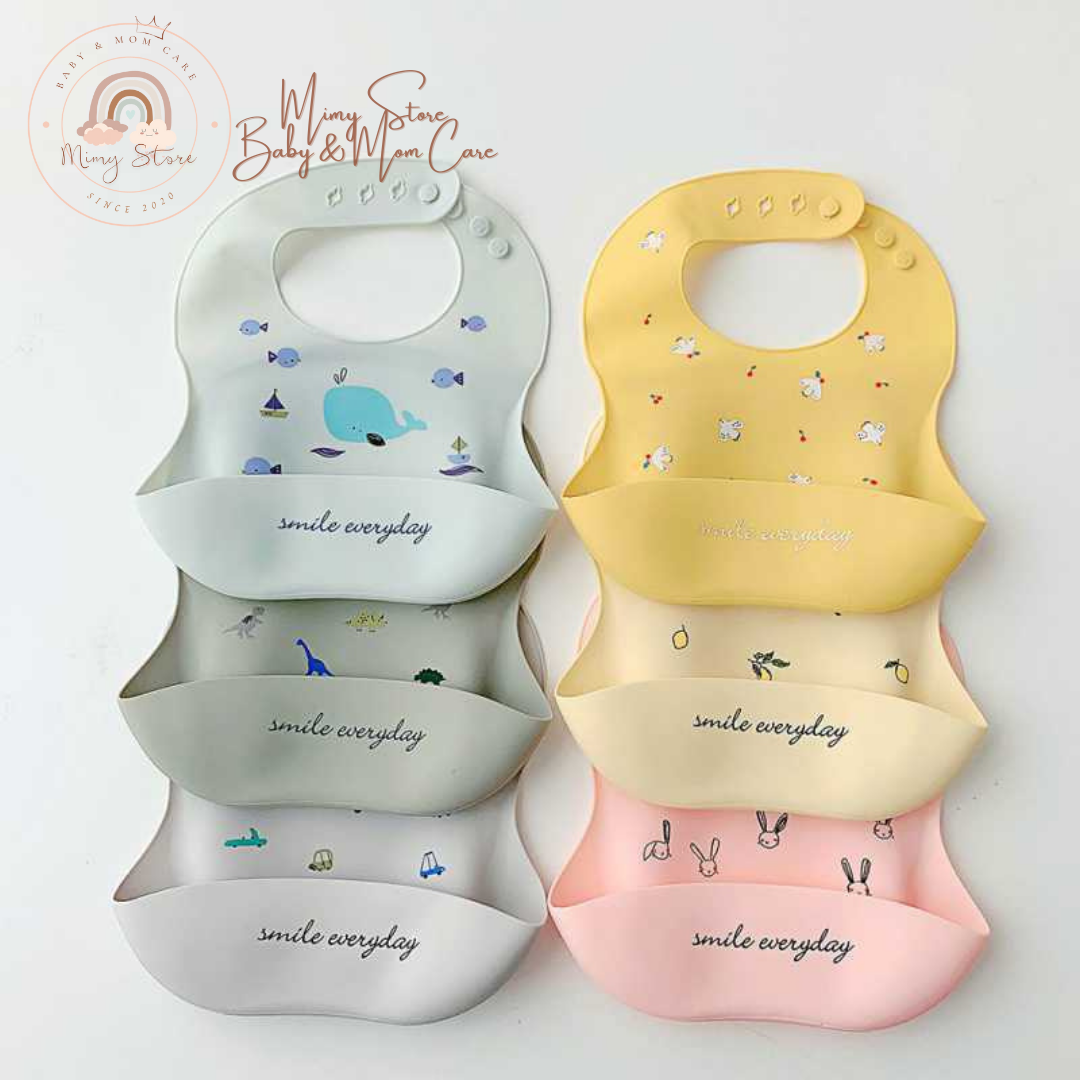 Yếm máng ăn dặm silicone muslin tree