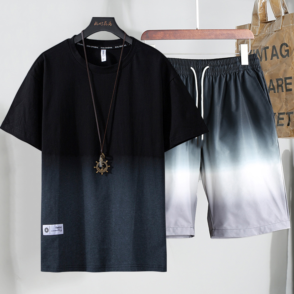 Bộ Quần Áo Thun Nam Thể Thao Mùa Hè Phối Màu Loang Kiểu Ombre Độc Đáo Cá Tính Chất Vải Cao Cấp Bao Đẹp Thời Trang FORHIM SET NAM 90000119C