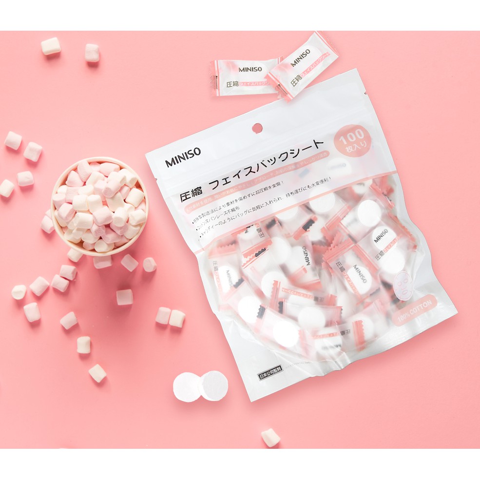 Khăn giấy/ mặt nạ giấy nén miniso nhật bản 1 viên