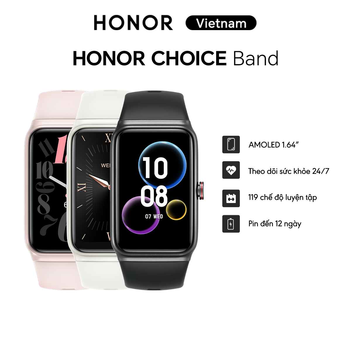 Đồng hồ HONOR CHOICE Band | AMOLED 1.64", pin 12 ngày, theo dõi sức khỏe | Vòng đeo tay thông minh