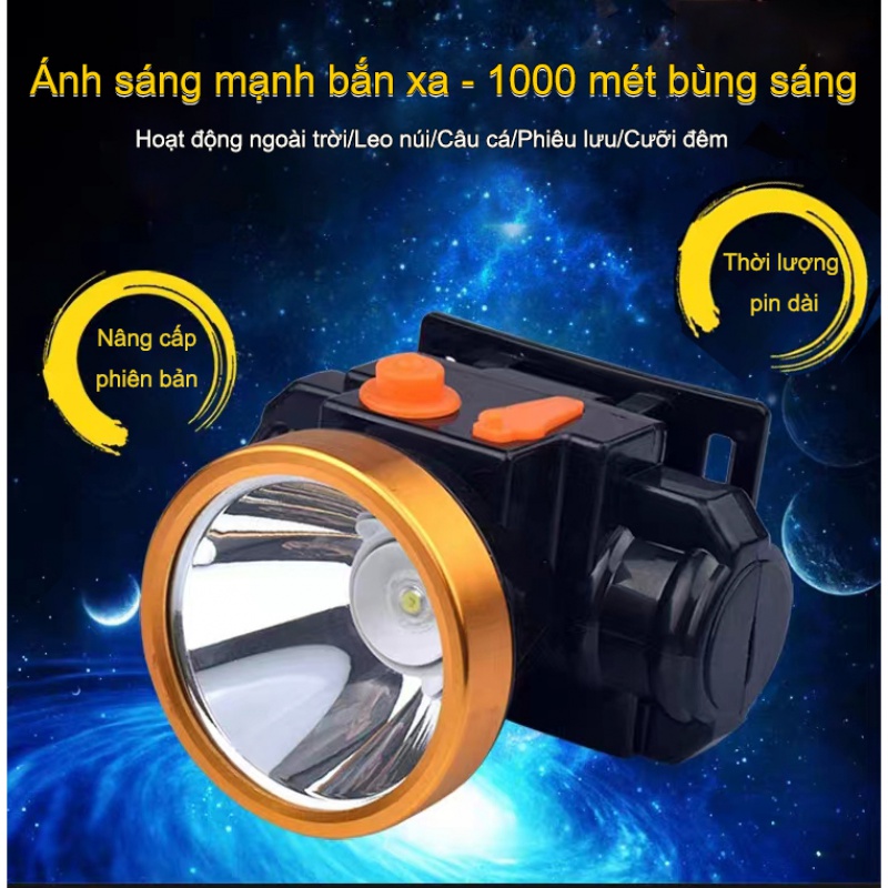 Đèn đội đầu sạc pin Đèn pin đội đầu siêu sáng 50W kín nước đèn pha khẩn cấp gắn trên đầu đèn pha LED đèn pin đèn bin đội đầu siêu sáng đèn binh đội đầu thích hợp để đi đêm và câu cá Đèn pin đội đầusiêu sáng chóa lớn