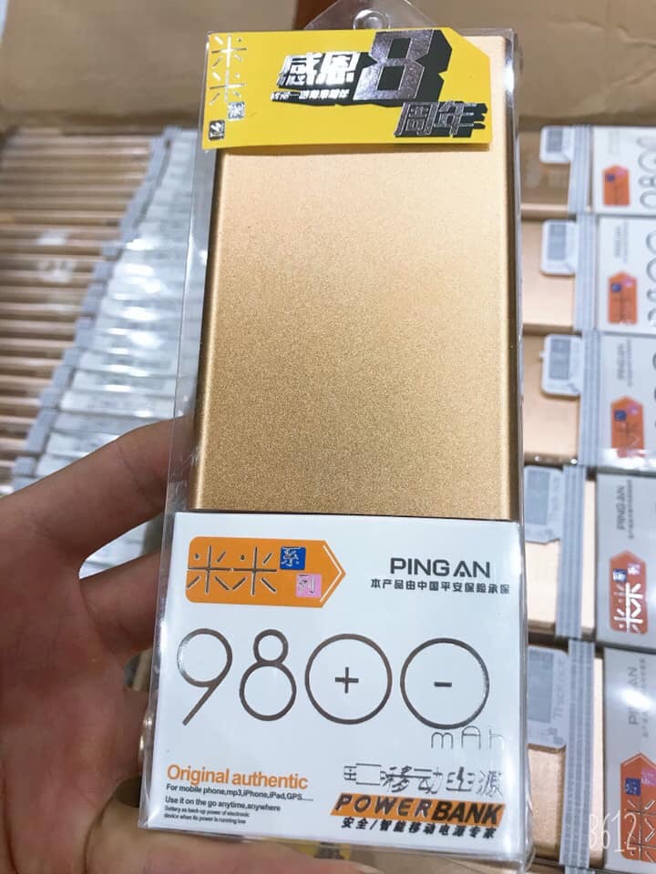 Sạc pin dự phòng pingan vỏ sắt siêu mỏng, dung lượng khủng 9800mah