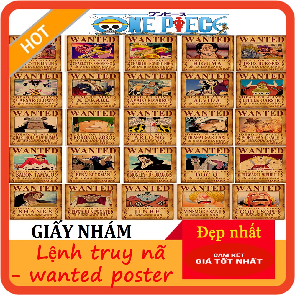 [HCM]Bộ 10 Tờ Lệnh Truy Nã Trong Onepiece - Wandted Poster - Khổ Trung A5 - In Rõ Nét Cực Đẹp - Giá Siêu Rẻ