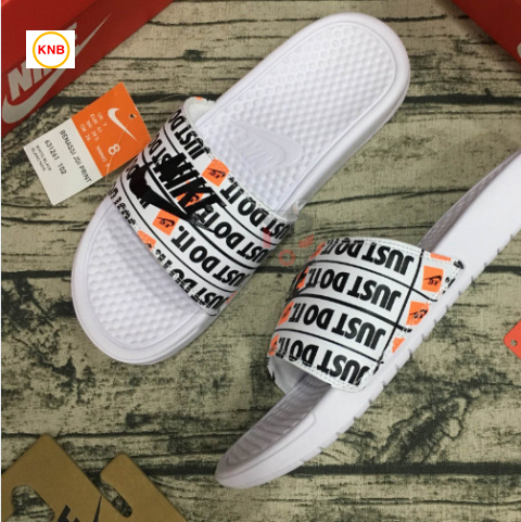 Dép QUAI NGANG Nk JDI Trắng Họa Tiết Chữ- dép thể thao - dép nam - dép nữ - dép cặp - dép đôi - dép thời trang - dép thời trang thương hiệu - dép