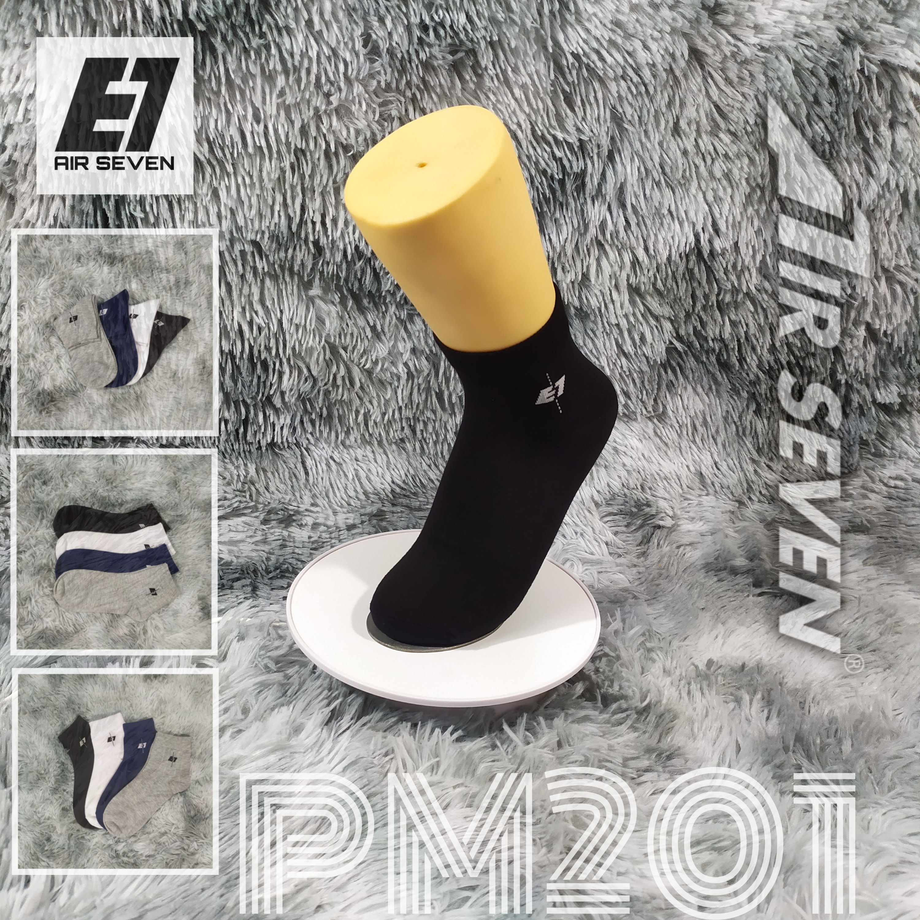 Set 4 đôi Tất Vớ nam cổ trung Air Seven PM201 Trắng, Đen, Xanh Đen, Xám.