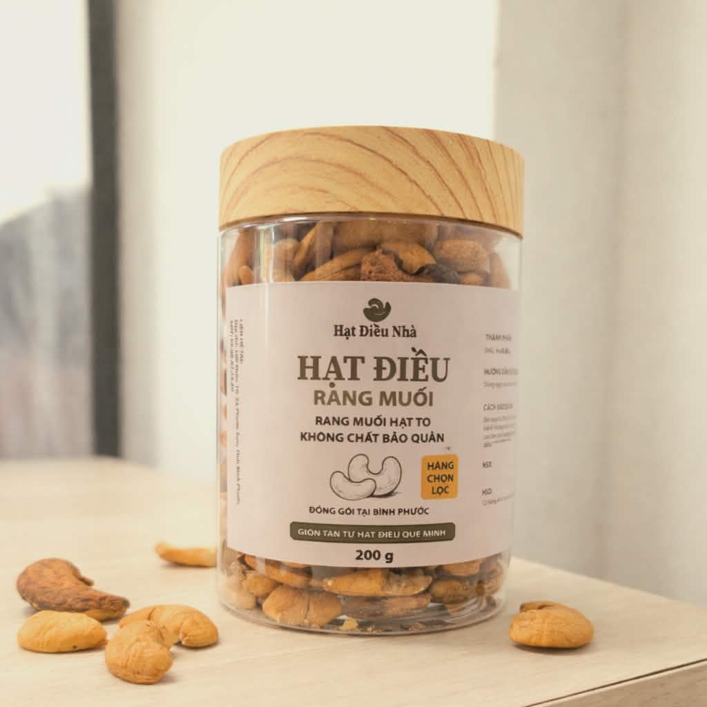 [HẠT ĐIỀU NHÀ] Hạt điều rang muối 200g loại bể, dùng cho ăn vặt hằng ngày, ăn giảm cân, ăn kiêng