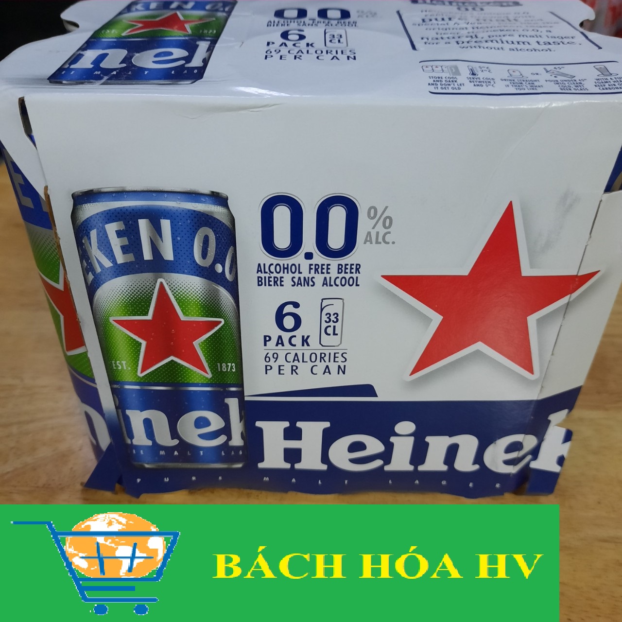 Lốc 6 lon bia heineken không độ cồn - bach hoa hv