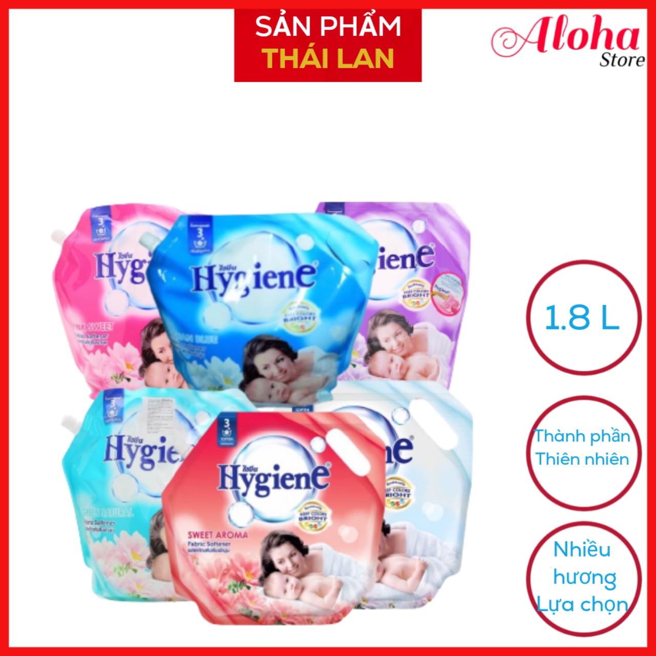 Nước xả vải hygiene thái lan bịch 1800ml -giao màu ngẫu nhiên - aloha store