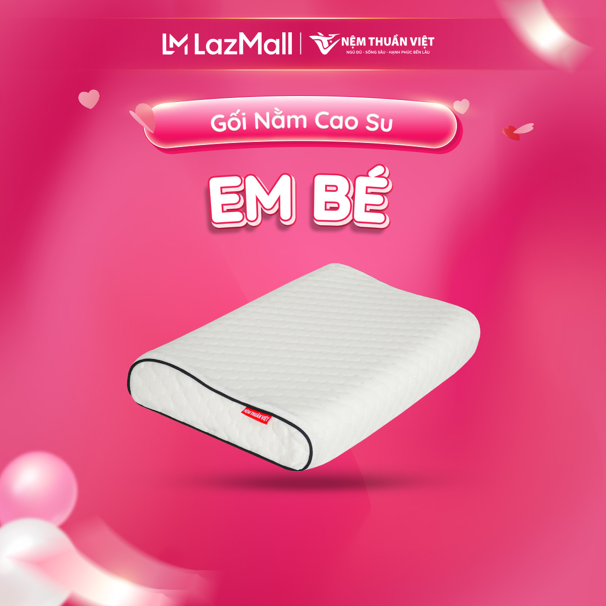 [Mua 2 Tặng 2] Gối ngủ cao su thiên nhiên người lớn Nệm Thuần Việt, êm ái mềm mát hơn gối cao su non, hỗ trợ vai gáy ngủ êm ru tới sáng