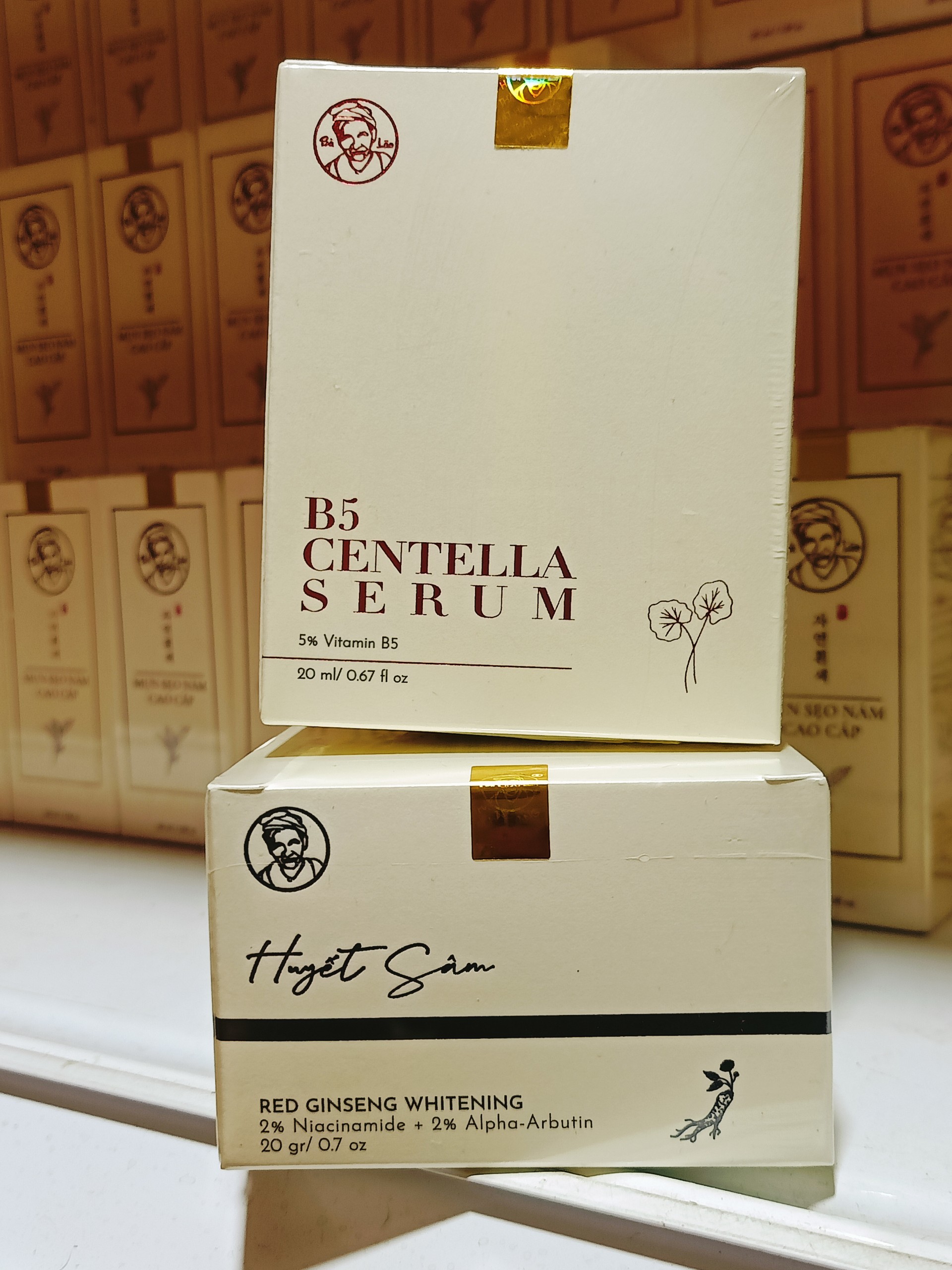 Combo Kem Huyết Sâm Xanh + Serum dưỡng B5 Bà Lão - Dưỡng trắng da ngừa nám