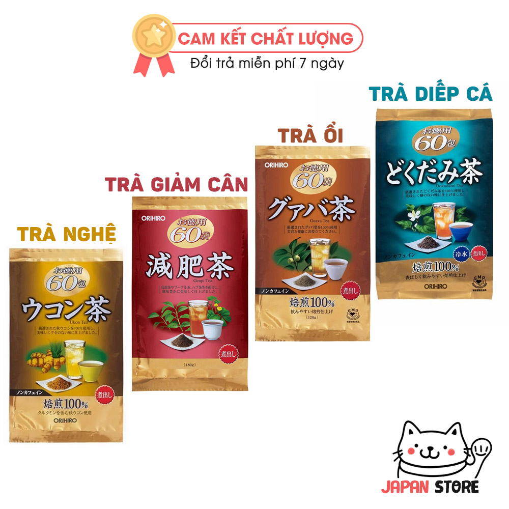 Trà thảo mộc orihiro gói 60 túi lọc | trà diếp cá thanh lọc cơ thể, trà ổi giảm mỡ máu, trà giảm cân genpi, trà nghệ thải độc gan - hàng nội địa nhật