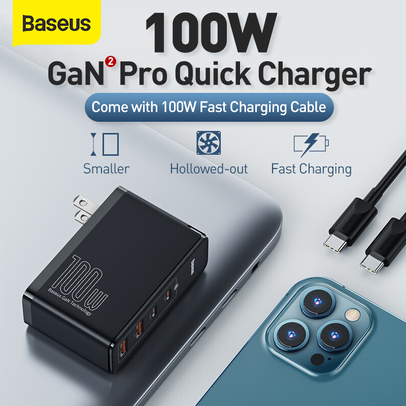 Bộ sạc baseus 100w gan usb type c pd qc quick charge 4.0 3.0 bộ sạc nhanh usb-c type-c cho iphone 13 12 pro max macbook